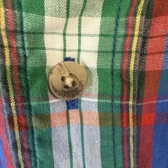 Pendleton Short Sleeve Camp Shirt Mens Size M Seaside‎ Cotton Plaid Blue & Green - Picture 2 of 11